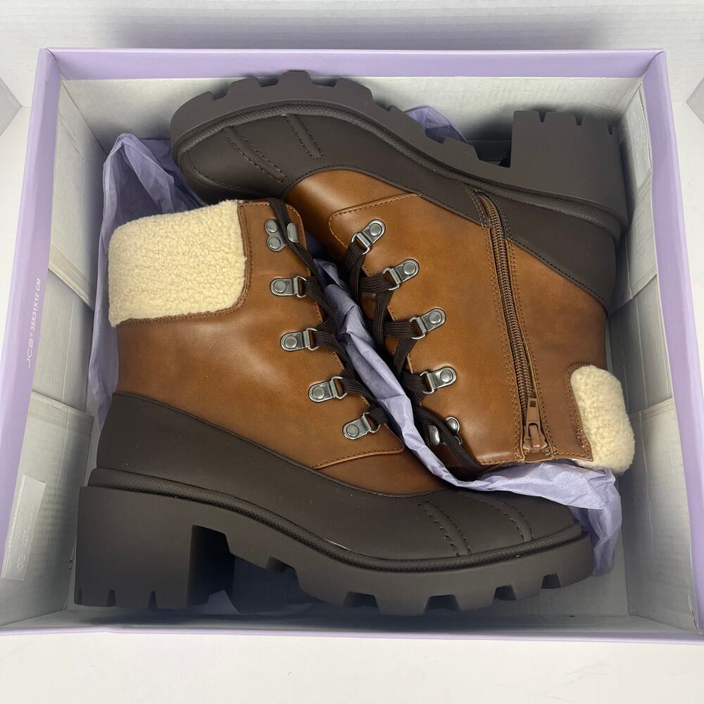 Madden Girl Brown Ankle Boots with Cream Accents